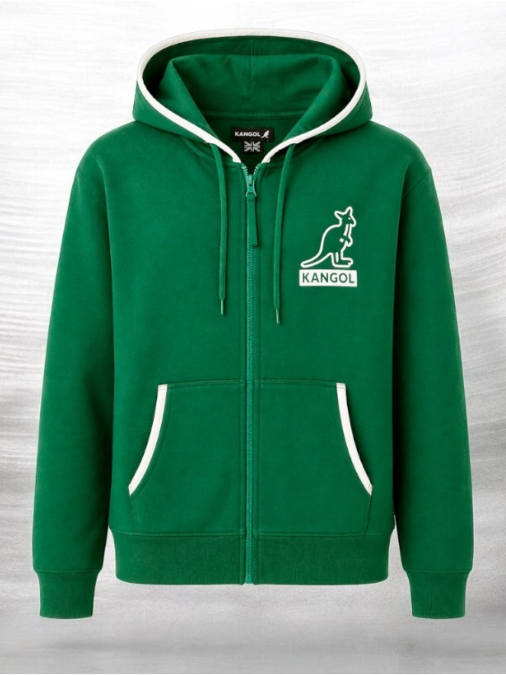 🆕 KANGOL Full Zip Logo Hoodie Classic Hunter green NWT Small
